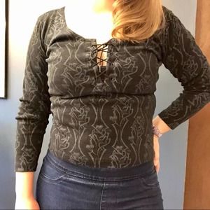 Vintage Y2K black lace up motorcycle style shirt